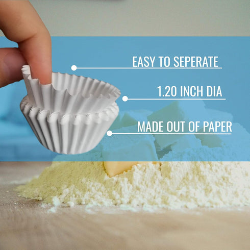 White Mini Cupcake Liners - 300-Pack - Mini Cups Sized Paper Cupcake Wrappers - Fits Perfectly Any Mini Muffin Baking Pan - Cup Cake Liner for Cup...