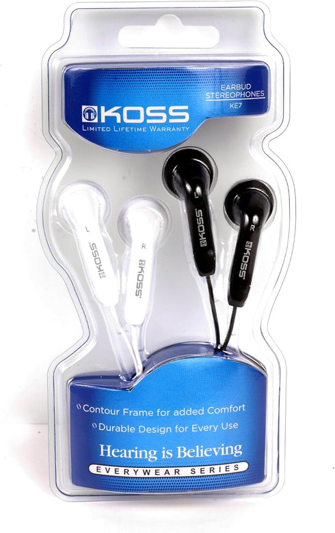 Koss KE7 Earbuds Stereophone Combo Pack,Black and white...