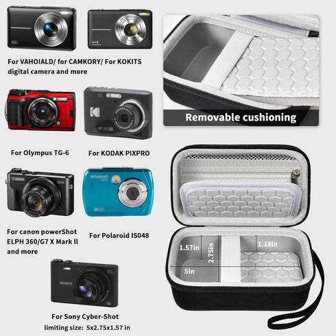 Comecase Digital Camera Carrying Case Compatible with CAMKORY/for VAHOIALD/for Canon PowerShot G7X/ for Kodak Pixpro/for Sony DSCW800 Compact Smal...