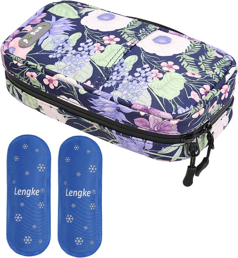 BOMKEE Insulin Cooler Travel Case, Insulin and Syringe Case Insulated Pouch Organizer Insulin Carrying Case Travel Bag with 2 Ice Pack for Insulin...