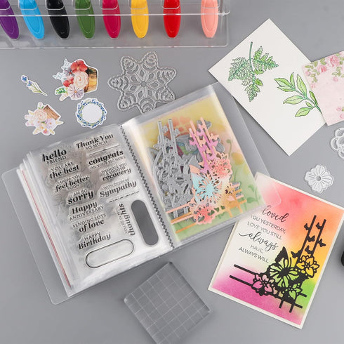 A6 Clear Sticker Photo Storage Album, Stamp Cutting Dies Storage Book Organizer Folder,40 Pages Clear Die & Stamp Storage Bag Transparent Plastic ...