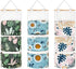 DILIBRA 3 Pack Wall Hanging Storage Bag, Tropical Over the Door Closet Hanging Organizer with 3 Pockets, Waterproof Linen Fabric Hanging Pocket fo...