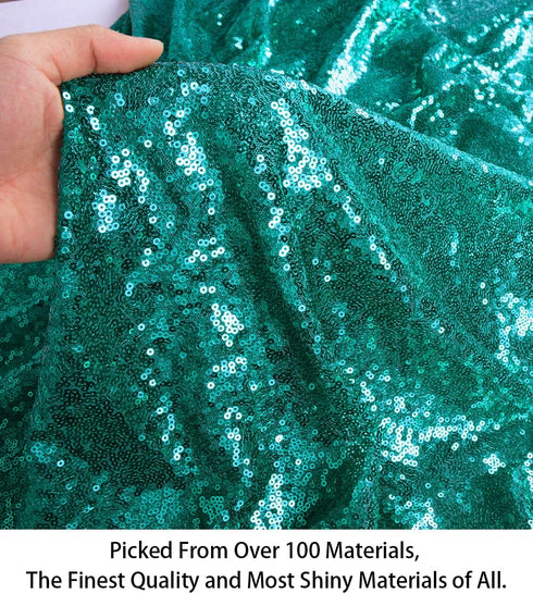 ShinyBeauty Fabric by The Yard 1 Yard Green Sequin Fabric Glitter Embroidery Fabric by The Yard Material for DIY Sewing Curtain Backdrop Tableclot...