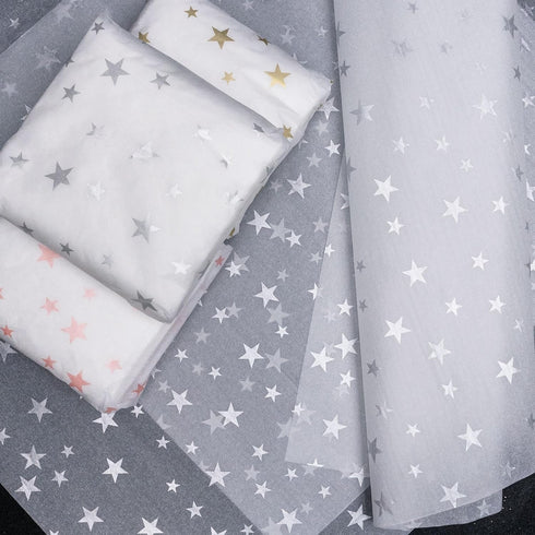 MR FIVE 100 Sheets White with Silver Star Tissue Paper Bulk,20" x 14",Silver Star Tissue Paper for Gift Bags,Silver Star Tissue Paper for Birthday...