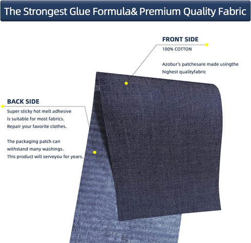 Azobur Iron on Patches for Clothing Repair, Jean Patches for Inside and Outside, Sew on Iron on Denim Patches for Jeans Kits 4"x 60"(10.5cm x 152....