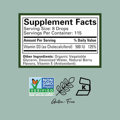 CHILDLIFE ESSENTIALS Vitamin D3 - Vitamin D Drops for Infants,Toddlers & Kid Supports Immune, Respiratory, Heart, & Bone Health, All-Natural, Non-...