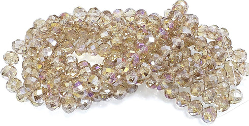 Chengmu 10mm Silver Champagne Rondelle Glass Beads for Jewelry Making 200pcs Faceted Briolette Shape Crytal Spacer Beads Assortments Supplies Acce...