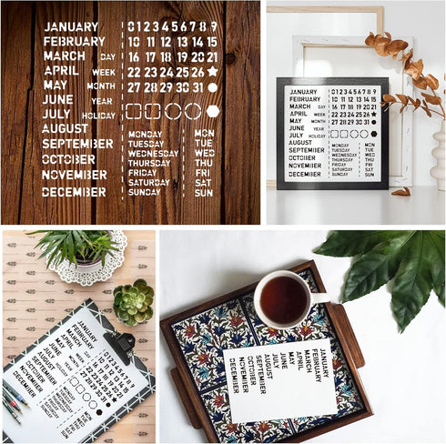 BENECREAT Month Metal Journal Stencil, Calendar Stainless Steel Stencil Template for Notebook Diary Scrapbook, DIY Drawing, Wood Burning, Engravin...