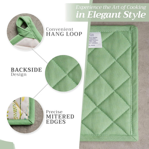 Maison d' Hermine Pot Holders set 100% Cotton Heat Resistant Potholders 8" x 8" Hot Pads with Loop BBQ, Cooking, Baking, Grilling, Kitchen, Handli...