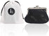 Women's Leather Metal Frame Double Clasp Zipper Coin Purse 5 1/4" x 3 1/4" (Black)...