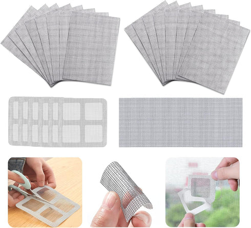 32PCS Window Screen Repair Kit, Adhesive Screen Door Mesh Repair Tape in 3 Size, Fiberglass Easy Screen Patch Repair, Screen Replacement Repair Ki...