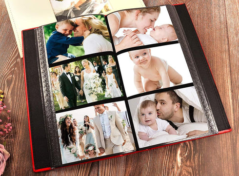 RECUTMS Photo Album 4x6 Black Pages 3 Per Page Holds 300 Pockets Photo Picture Album Leather Cover 4x6 Photo Sleeves Baby Family Small Photo Album...