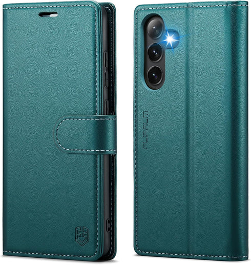 for Samsung Galaxy S24 Plus/S24+ Wallet Case with RFID Blocking Credit Card Holder, PU Leather Flip Kickstand Protective Shockproof Cover Women Me...