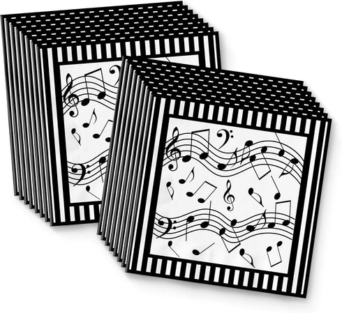 Music Notes Birthday Party Supplies Set Plates Napkins Cups Tableware Kit for 16...