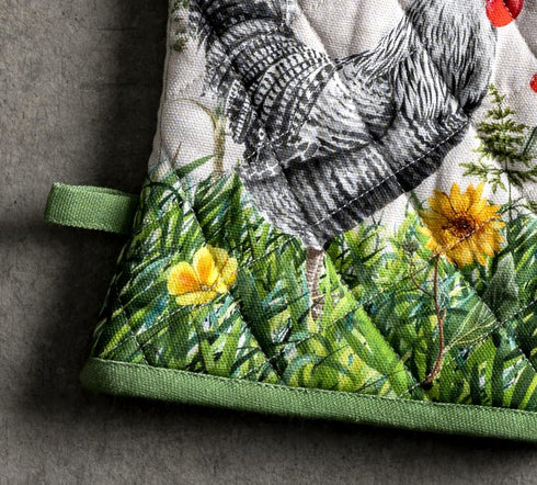 Maison d' Hermine Oven Gloves 100% Cotton Oven Mitt Heat Resistant BBQ Cooking Gloves with Loop, Grilling, Microwave, Handling Hot Pans, Basse Cou...
