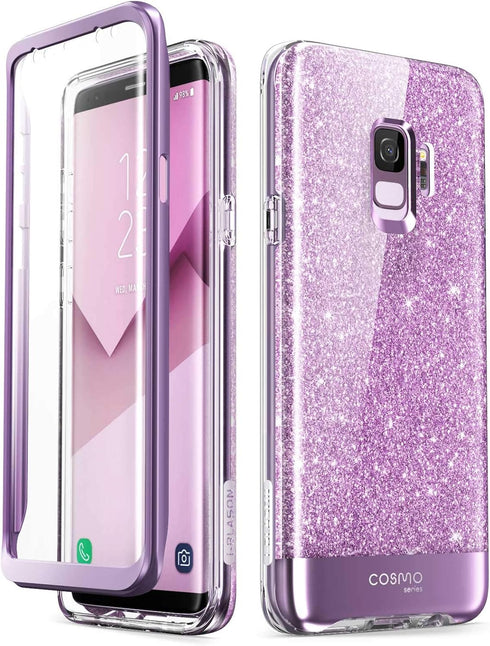 i-Blason Cosmo Series Case for Galaxy S9 (2018 Release), Slim Full-Body Stylish Protective Case with Built-in Screen Protector (Purple)...