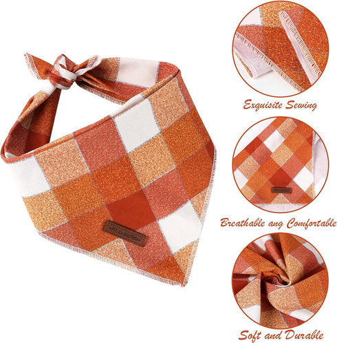 MR. CHUBBYFACE Fall Orange Plaid Dog Bandanas Reversible Triangle Bibs Scarf Accessories for Dogs Cats Pets...