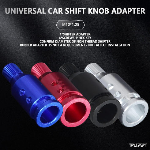 Shifter Knob Adapter M12x1.25 Shift Knob Adapter Aluminum Alloy Shifter Knob Adapter Kit for Most Non-Threaded Manual Transmission (Blue)...