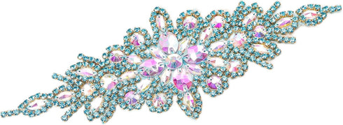 DUOBAO Rhinestone Pearl Bead Appliques Aqua Rhinestones Applique Bridal Accessories Crystal Trim Wedding Dress Sash Belt Headband DIY RA004 (23.5c...