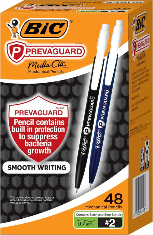 BIC PrevaGuard Media Clic #2 Mechanical Pencil, Medium Point (0.7mm), 48-Count, Smooth Writing, Contains Built-In Protection on the Pencil - Amazo...