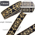 PH PandaHall 1.75 Inch Jacquard Ribbon, 4 Yards Hot Adhesive Floral Trim Black Gold Embroideried Lace Trim Woven Ribbon Fabric Trim Fringe for Sew...