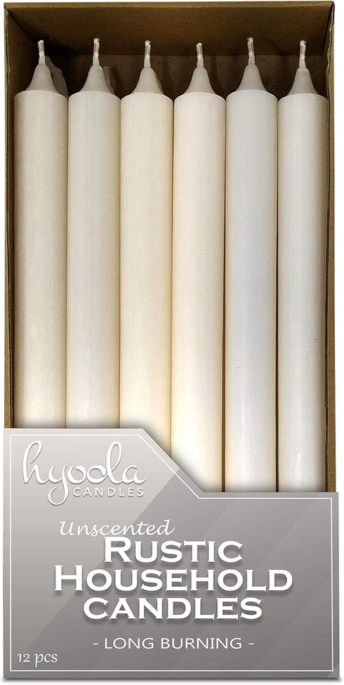 Hyoola 10 Inch Dinner Candles - 12 Pack - Wool White Tall Unscented Rustic Long Burning Candle Sticks...