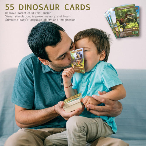 55PCS Dinosaur Learning Recognition Flash Cards,Dinosaur Fan Collectible Cards, Flash Card, Educational Learning Toys for Kids, Gift for Boys and ...