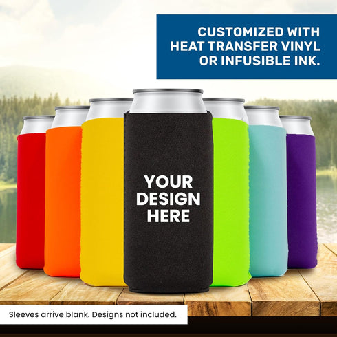 QualityPerfection Slim Can Cooler Sleeves (6 Units) Insulated, Beer/Energy Drink Neoprene 4mm Thickness Thermocoolers for 12 oz Tall Skinny Bevera...