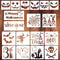 18 Pieces Halloween Stencils, Reusable Happy Halloween Ghost Bat Witch Pumpkin Stencils for Painting on Wood DIY Crafts Halloween Decorations (Sty...