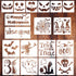 18 Pieces Halloween Stencils, Reusable Happy Halloween Ghost Bat Witch Pumpkin Stencils for Painting on Wood DIY Crafts Halloween Decorations (Sty...