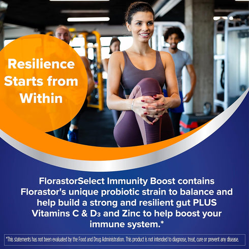 Florastor Select Immunity Boost Daily Probiotic & Immune Support Supplement for Women and Men, Saccharomyces Boulardii CNCM I-745 Plus Zinc, Vitam...