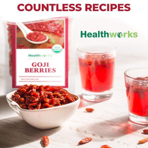 Healthworks Superfoods Organic Dried Goji Berries - 8 Oz - 1 Pack - Vegan and Non-GMO -Certified Organic Raw Sun-Dried Goji Berries...