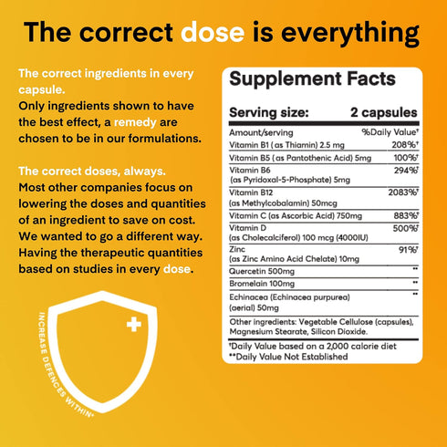 A Dose of Immunity Quercetin with Vitamin C and Zinc, Vitamin D, 500mg Quercetin Bromelain with Echinacea & B Vitamins, Lung Immune Support Supple...