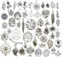 Youdiyla 100pcs Mix Silver Tree Flower Charms Collection, Bulk Mini Small Little Charms Metal Pendant Craft Supplies Findings for Necklace and Bra...