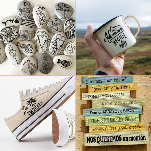 AKARUED Black Acrylic Paint Markers, 8 Pack Acrylic Black Paint Pen Sets for Rock Painting, Wood, Stone, Glass, Ceramic, Paper, Drawing, Art Proje...