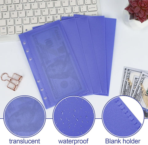 A6 Blue Cash Envelope, 2 Sets 6 Hole Budget Loose Leaf Binder Pockets Index Envelopes for Budgeting Money Saving (3 Set, 15 Pockets)...