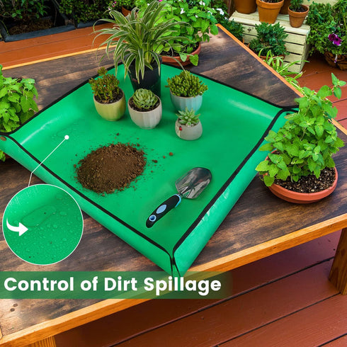 Repotting Mat for Indoor Plant Transplanting and Mess Control 27"x 27" Thickened Waterproof Potting Tray Foldable Succulent Potting Mat Portable G...