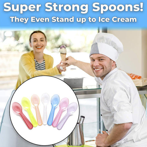 Extra Sturdy, BPA Free 500ct Plastic Tasting Spoons. Disposable Mini Tasters for Small Sampling or Individual Portions of Ice Cream, Sauces and Ap...