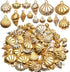 Aylifu Seashell Charms,100 Gram Gold Shell Charms Ocean Theme Pendants Conch Scallops Mussel Marine Life Sea Animals Dangle Charms for Jewelry Mak...
