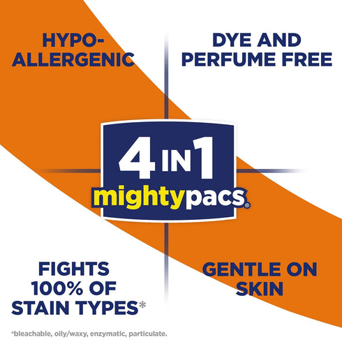 All Mighty Pacs Laundry Detergent, Free Clear Pouch, 16 Count (10072613739827)...