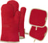 4Pcs Oven Mitts and Pot Holders Set, 572F Heat Resistant Oven Glove, Soft Cotton Lining with Non-Slip Surface for Kitchen Baking BBQ (Red)...