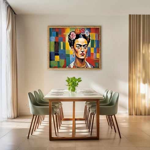 Posterizer 1 pcs- Frida Kahlo inspied art with mosaic background-Famous Figures Art Collection-Abstract & Modern Art- Living Room Bedroom Decor- u...