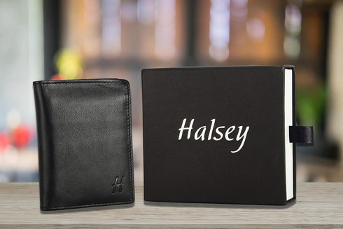 Halsey Unisex Adults Slim Leather RFID Protected Leather Wallet | Handcrafted Ultra Strong Stitching | Card Slots | Transparent ID Window | Multi-...