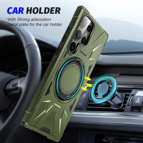 for Samsung Galaxy S23 Ultra Case Compatible with MagSafe Galaxy S23Ultra Case Magnetic,with Screen Protector S23 Ultra Case with Stand Ring Milit...