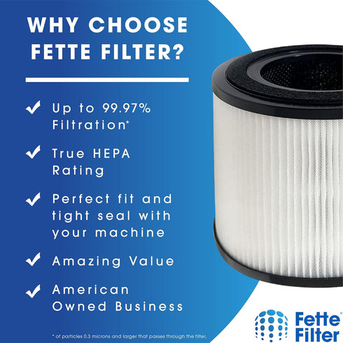Fette Filter - Filter Compatible with BISSELL MYair Pro Hub and Plus Air Purifier Replacement HEPA and Carbon Filter Part # 3069 and 3389 - Pack o...