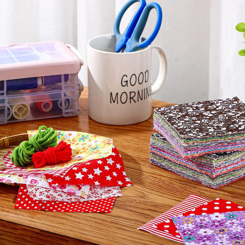 100 Pcs 8 x 8 Inch Cotton Fabric Square Patchwork Fabrics No Repeat Cotton Printed Floral Craft Quilting Fabric Craft Flower Fabric Patchwork Bund...