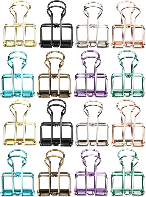 Tissting 16 Pcs Binder Clips,8 Colors Hollow Design,Paper Binder Clips,Paper Clamps for Office, Home, School(S,0.8 * 1.1in)...