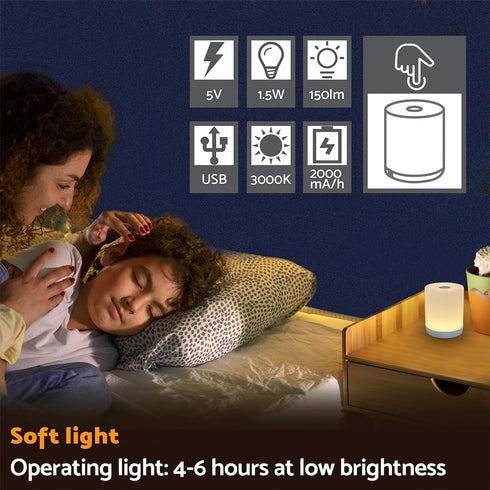 Mini Night Light, Soft Dim Lamp, Small Cordless Touch Night Light Dimmable Portable Rechargeable Battery Operated, Wireless Bedside Table Lamps fo...