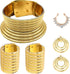 6 Pieces Gold African National Tribal Costume Accessories Set Long Neck Collar Necklaces Metal Bracelet Gothic Chunky Nose Hoop Chain Swirl Earrin...