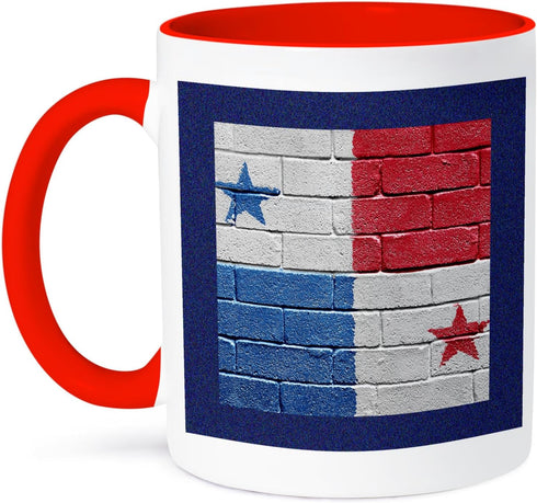 3dRose National Flag of Panama Painted onto a Brick Wall Panamanian Mug, 11 oz, Red...